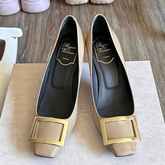 Roger Vivier Shoes - New Roger Vivier Trompette taupe Pump in Patent Leather (comes with box)